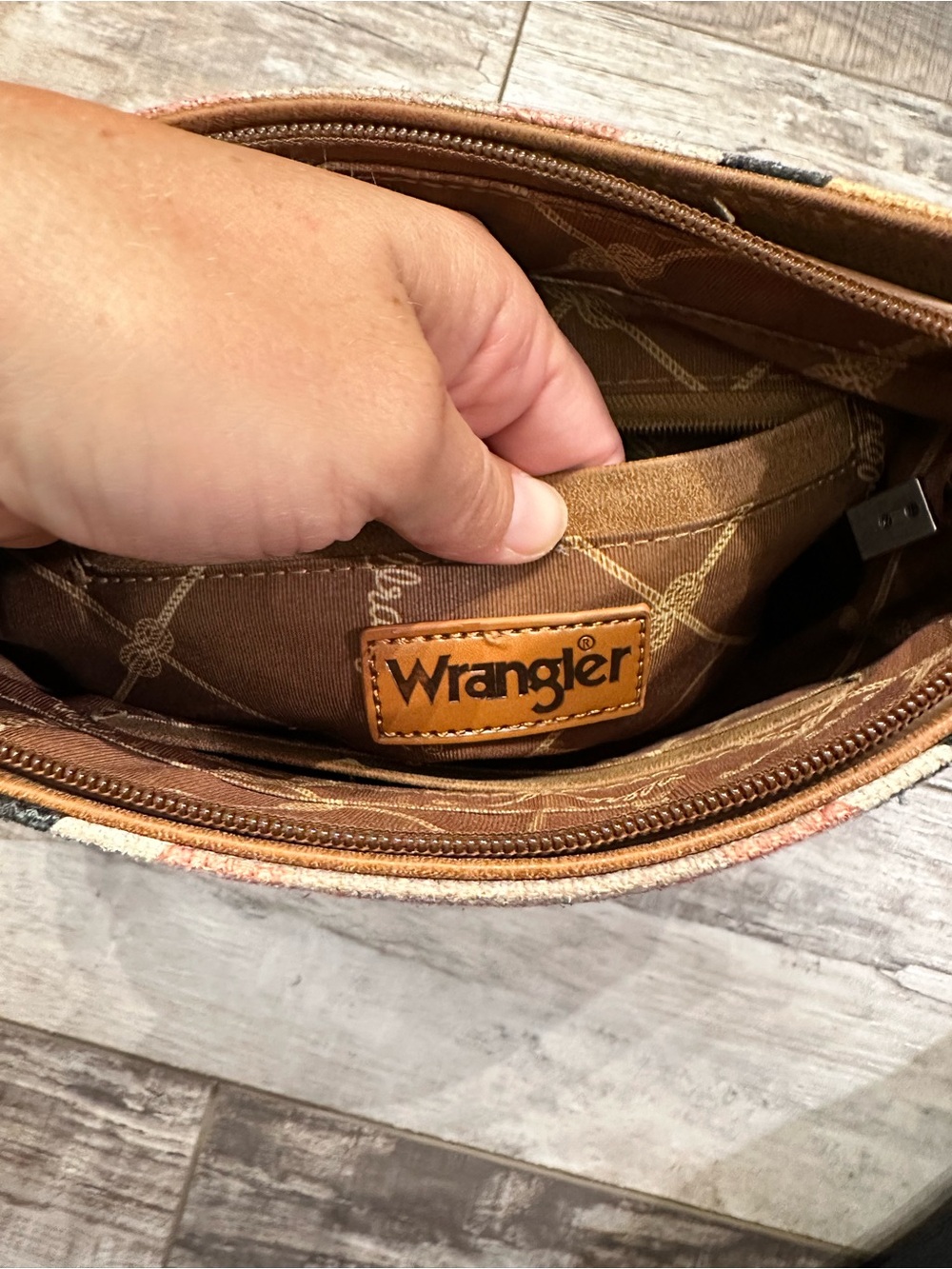 Wrangler Tan & Yellow Aztec Crossbody Bag with Multi Strap - Picture 10 of 14